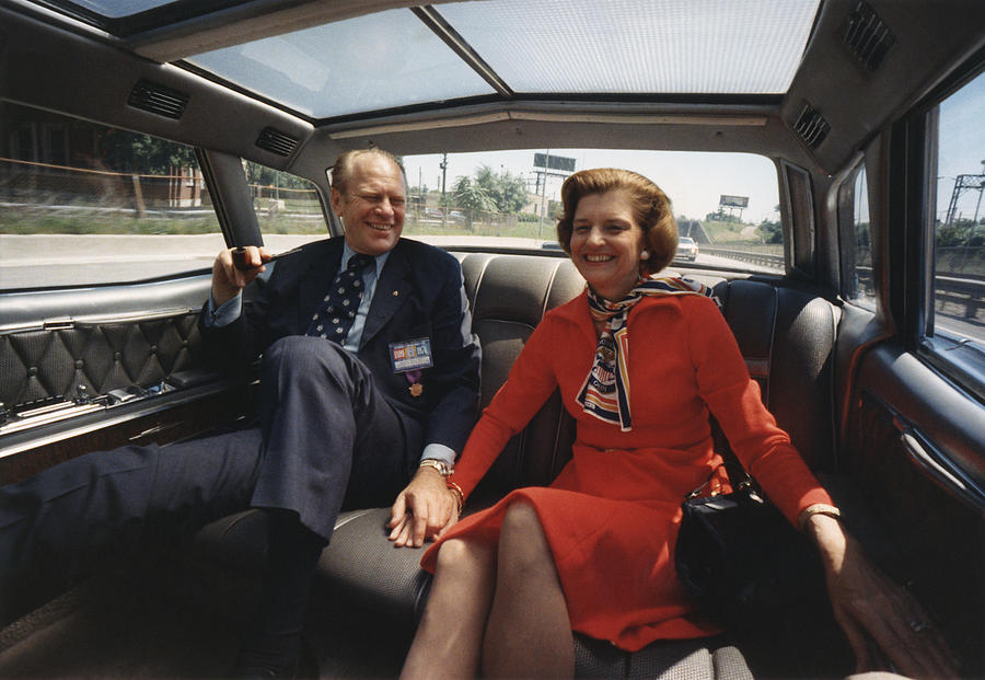 Gerald and Betty Ford In The Presidential Limo - Chicago 1974 Photograph by War Is Hell Store