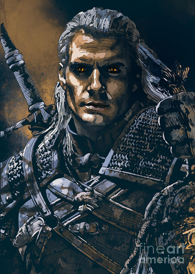 Geralt.  Digital Art by Andrzej Szczerski