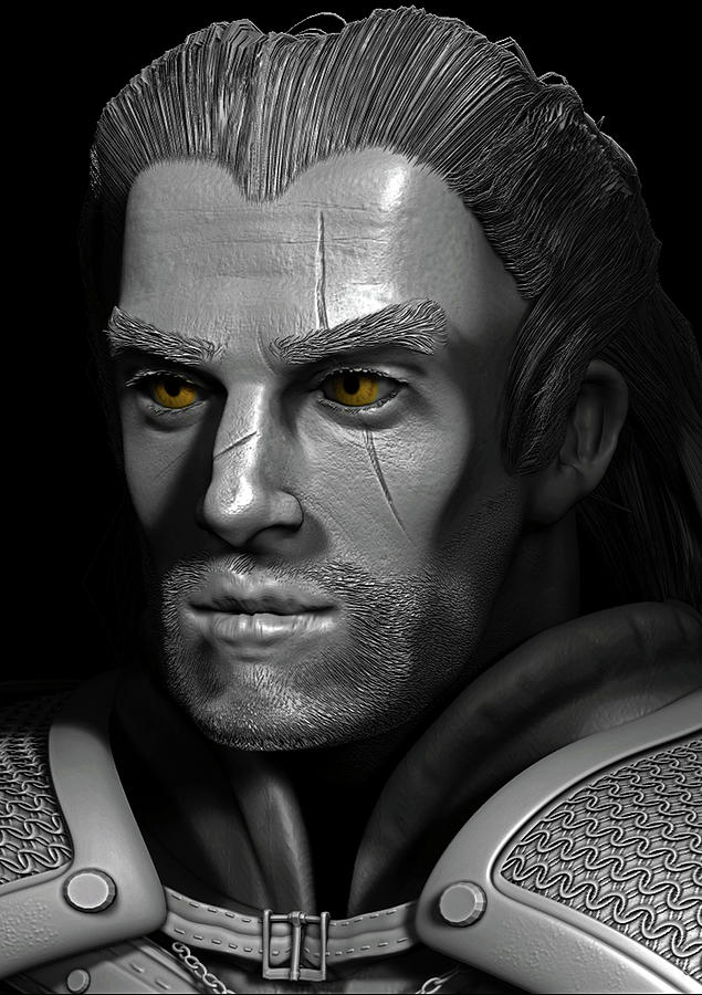 Geralt of Rivia Portrait Digital Art by Rose Lewis