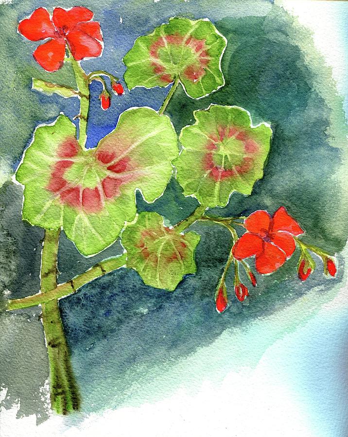 Geraniums Painting by Anna Jacke