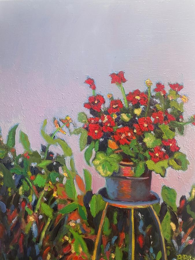 Geraniums Painting by Beth Riso