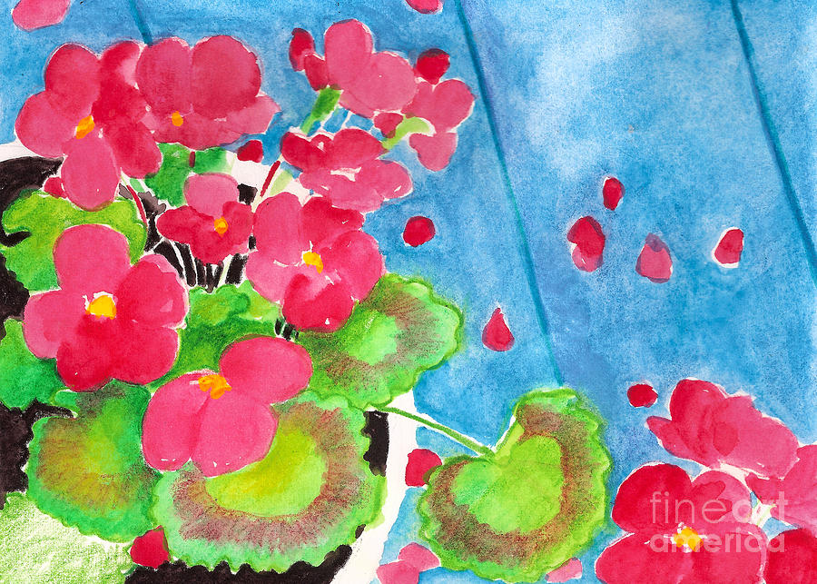 Geraniums on Gails Porch Painting by Susan Herbst