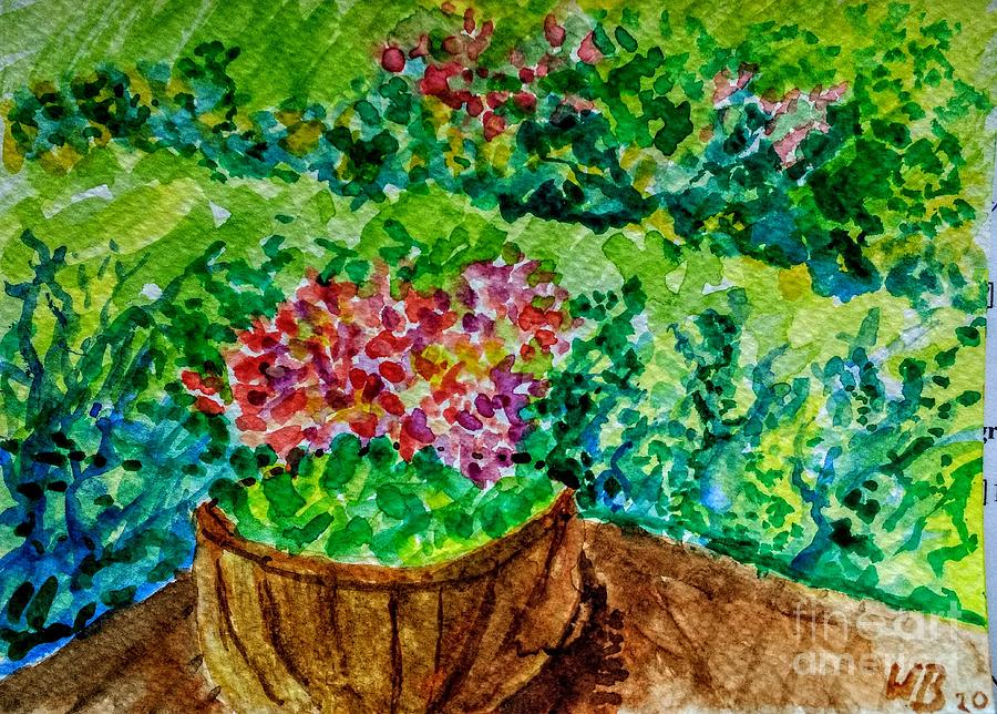 Geraniums on the Back Deck Painting by Walt Brodis