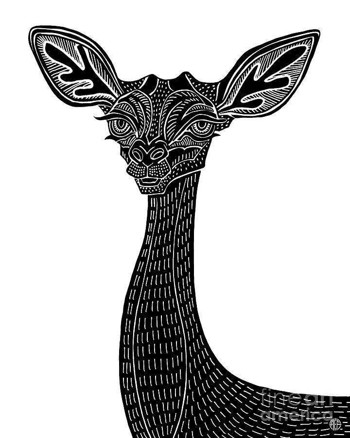 Gerenuk. Wild Animal Ink 22  Drawing by Amy E Fraser