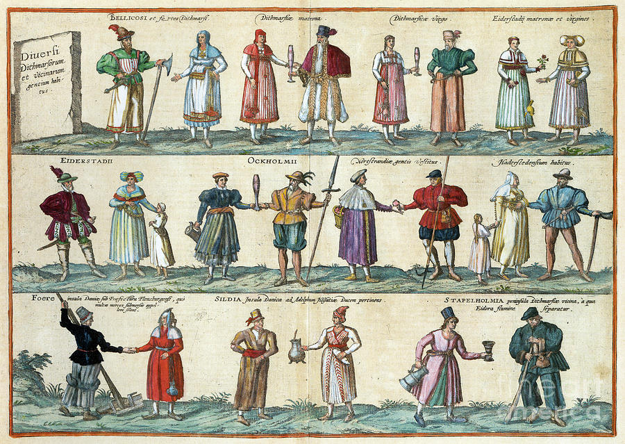 German Fashion, 1598 Drawing by Georg Braun and Franz Hogenberg