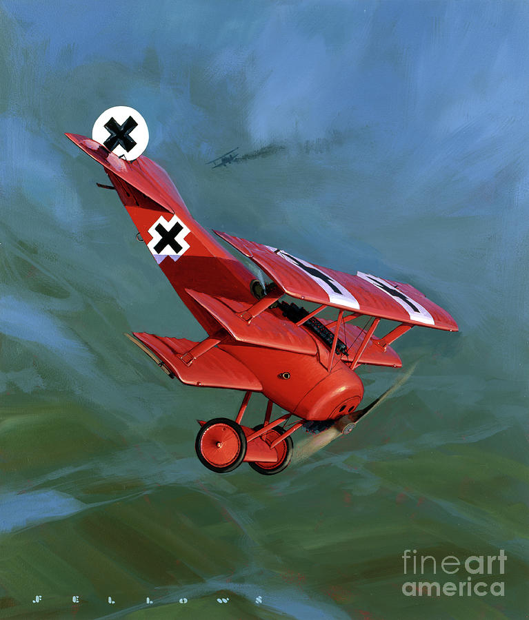 German Fokker Dr.1 Triplane Painting by Jack Fellows