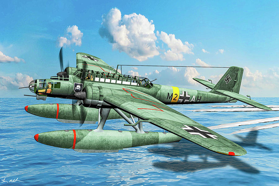 German He-115 Flying Boat - Art Digital Art by Tommy Anderson