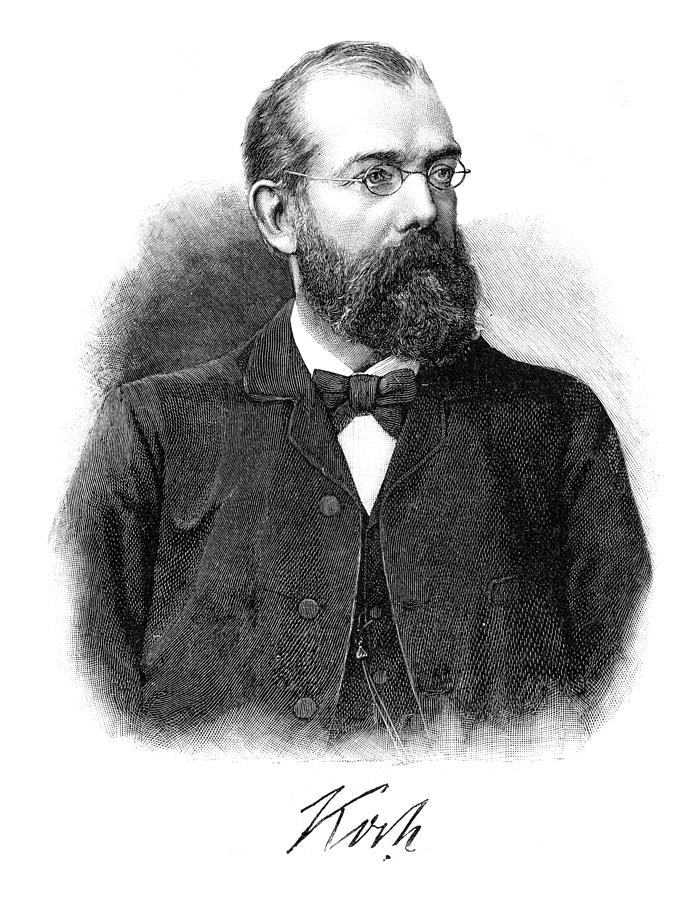 German microbiologist Robert Koch portrait from 1890 Drawing by Grafissimo