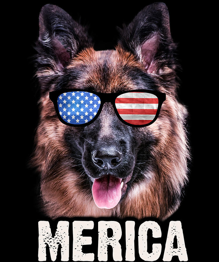 German Shepherd American Flag USA Dog Digital Art by Michael S