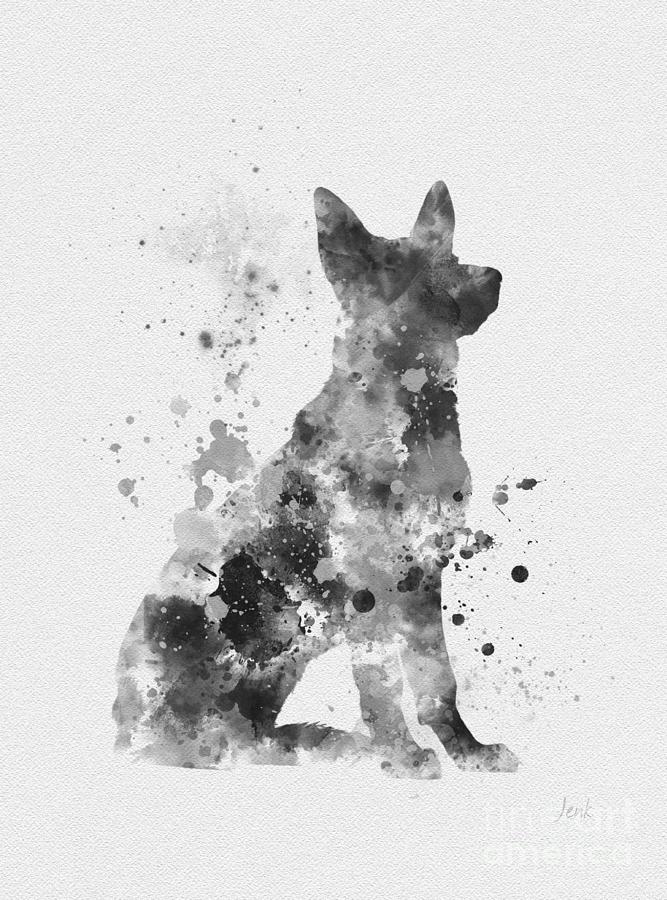 German Shepherd Black and White Mixed Media by My Inspiration