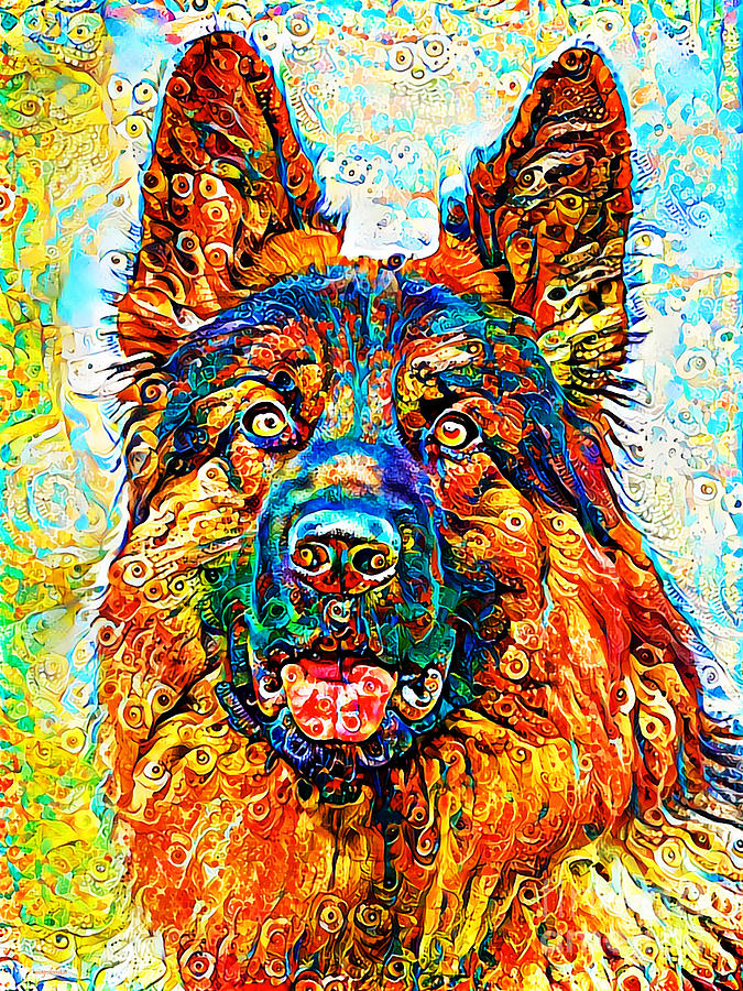 German Shepherd Dog In Vibrant Surreal Abstract DDG005 20200421  Photograph by Wingsdomain Art and Photography