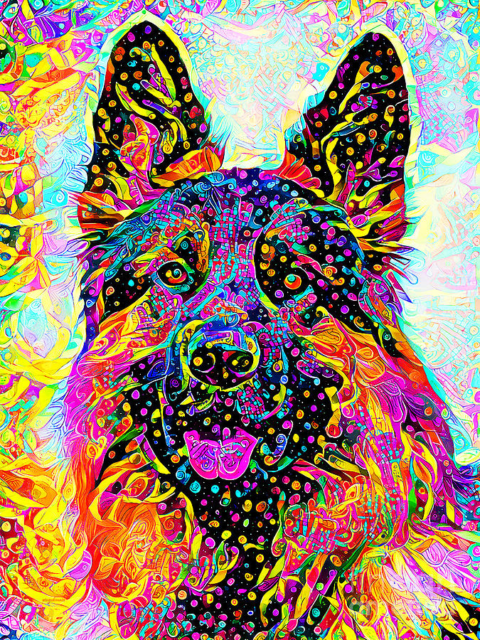 German Shepherd Dog In Vibrant Whimsical Colors 20210117 Photograph by Wingsdomain Art and Photography