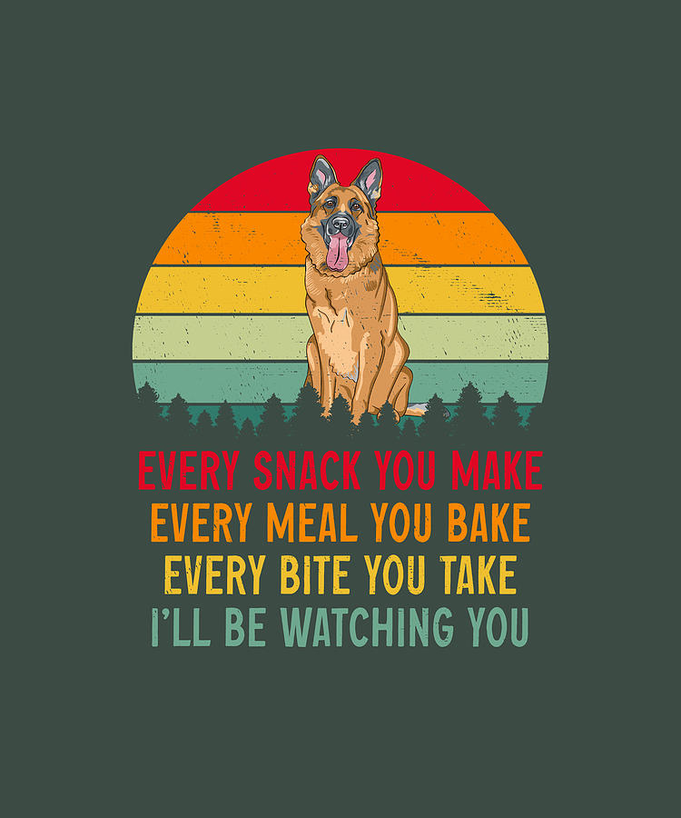 German Shepherd Every Snack Meal Bite Vintage Digital Art by Job Shirts