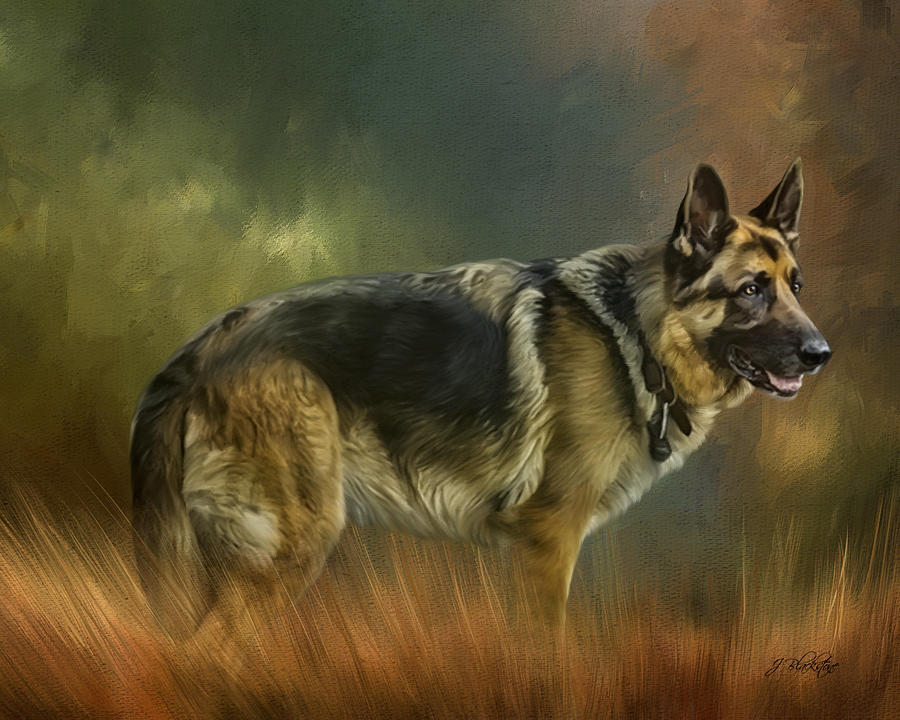 German Shepherd Painting by Jordan Blackstone