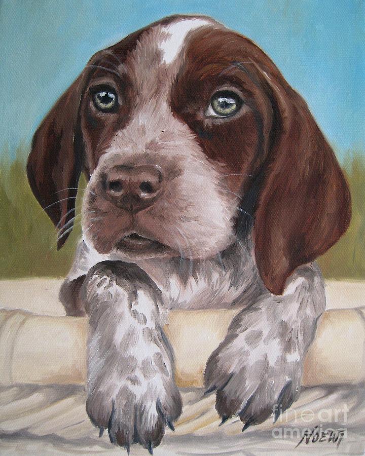 German Shorhaired Pointer Puppy Painting by Jindra Noewi