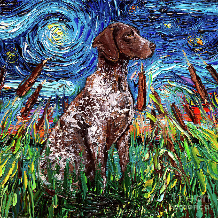 Dog Painting - German Shorthair Pointer Night by Aja Trier