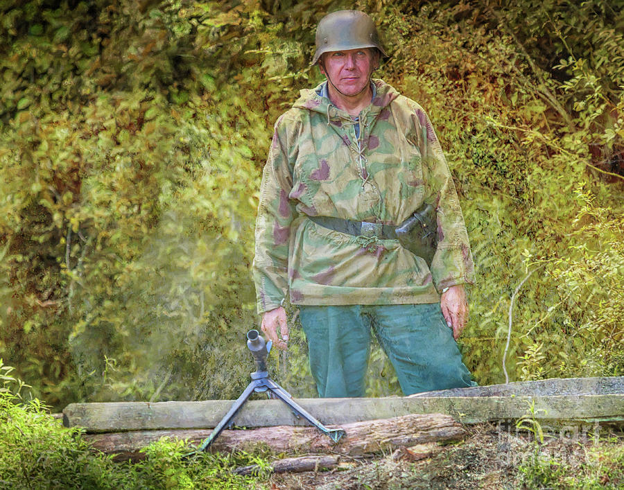 German Soldier with Machine Gun Digital Art by Randy Steele