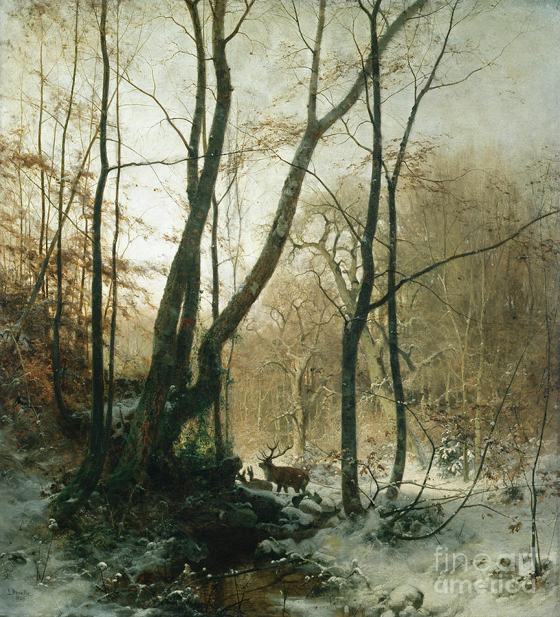 German winter, 1869 Painting by O Vaering by Ludvig Munthe