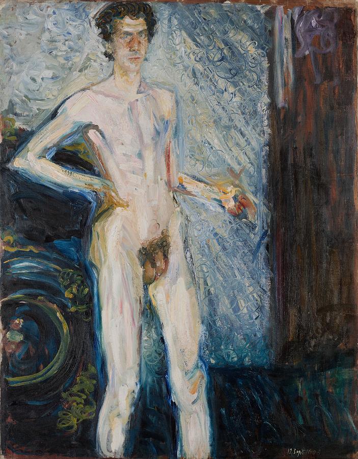Nude Painting - Nude Self-Portrait with Palette #1 by Richard Gerstl