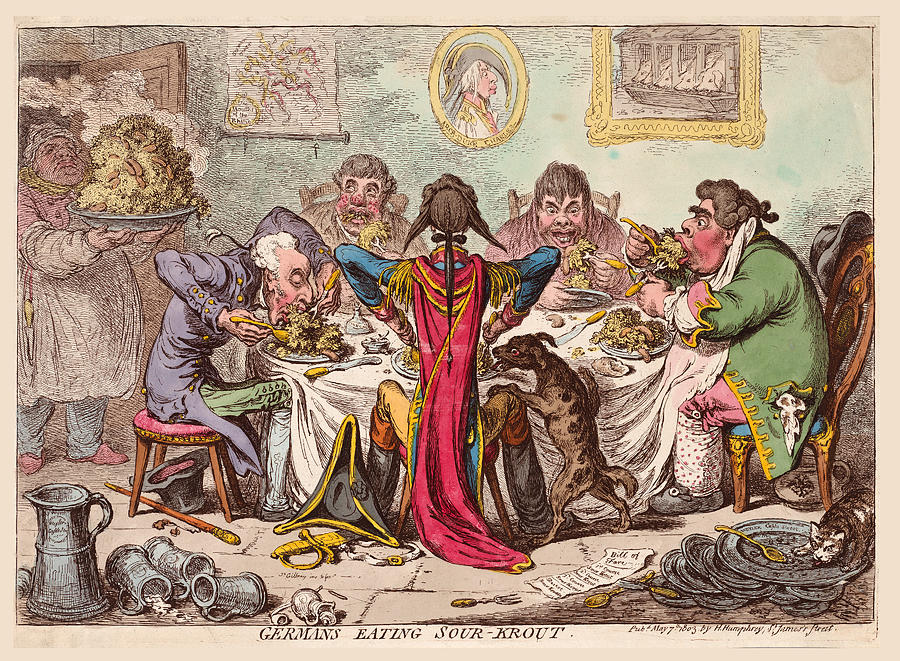 Germans Eating Sour-Krout Drawing by James Gillray