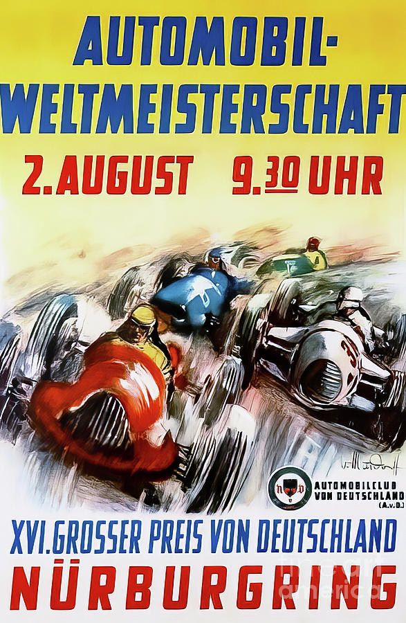 Germany 1953 Grand Prix Drawing by M G Whittingham