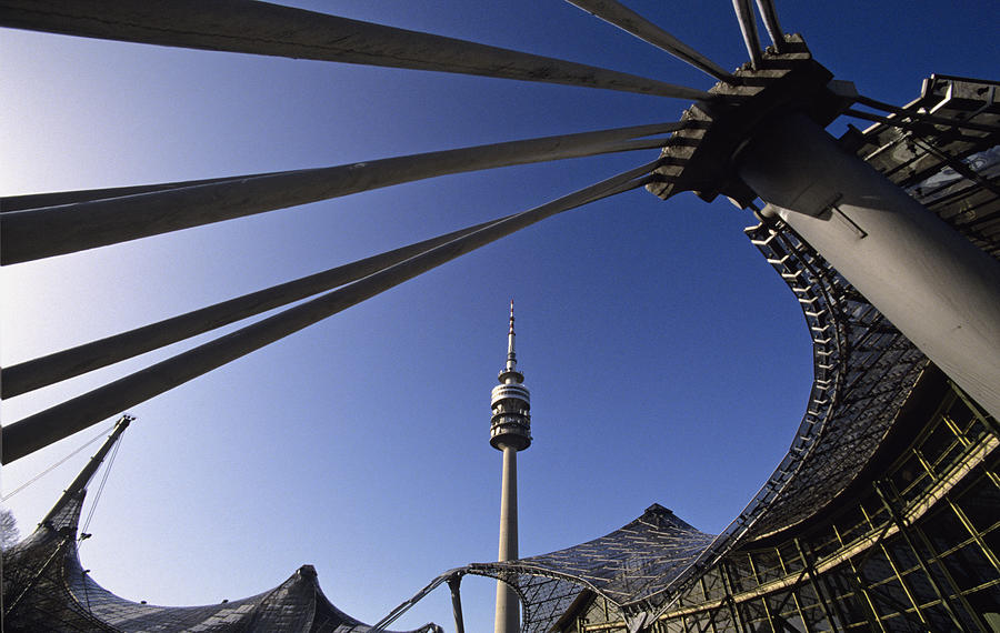 Germany, Bavaria, Munich, Olympiapark with TV tower Photograph by Herbert Scholpp