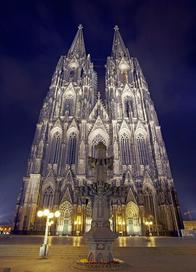 Germany, Cologne Cathedral at night, Low Angle View Photograph by Allan Baxter