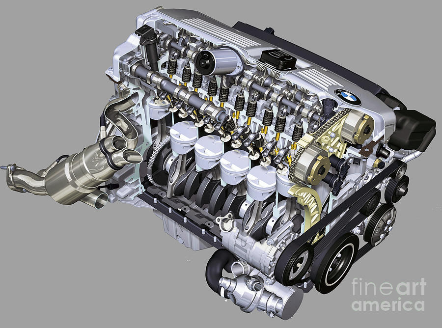 Germany cutaway legendary sport engine BMW R6 N52B30 3.0 liter Digital ...