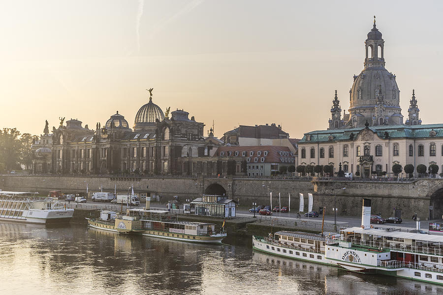 Germany, Dresden, view to city with Elbe River in the foreground in the morning Photograph by Westend61