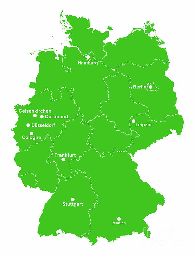 Germany, football cities of 2024 European championship, political map ...