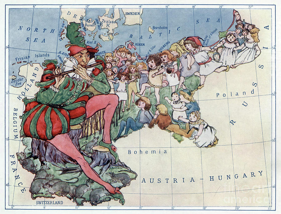 Germany. The Children Followed the Pied Piper Drawing by Lilian Tennant
