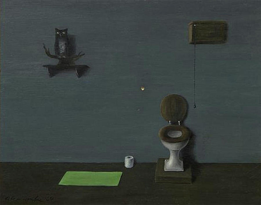 Owl in the bathroom, 1964 HD Painting by Gertrude Abercrombie - Fine ...