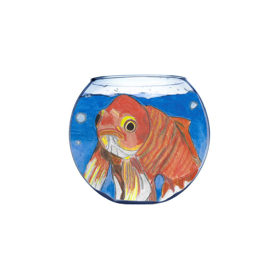 Gertrude the Goldfish in a Fishbowl Mixed Media by Ali Baucom