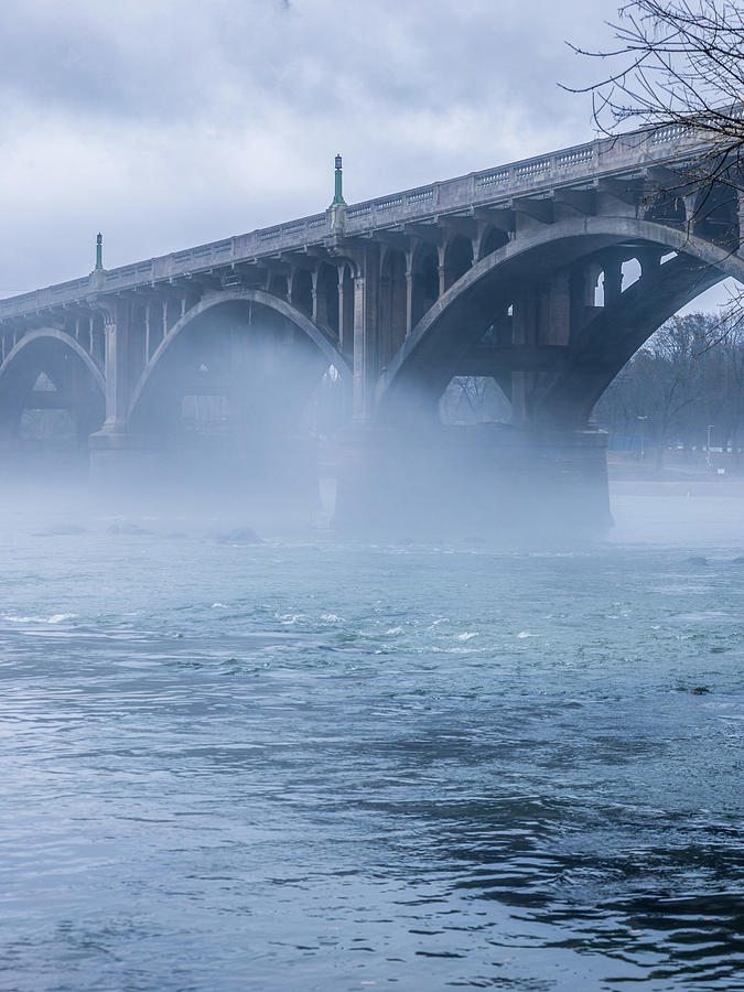 Gervais Street Bridge - Foggy Day Photograph by Charles Hite