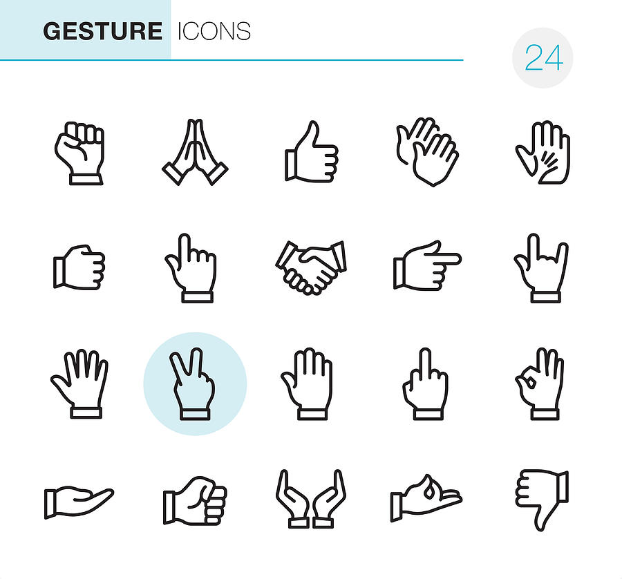 Gesture - Pixel Perfect icons Drawing by Lushik