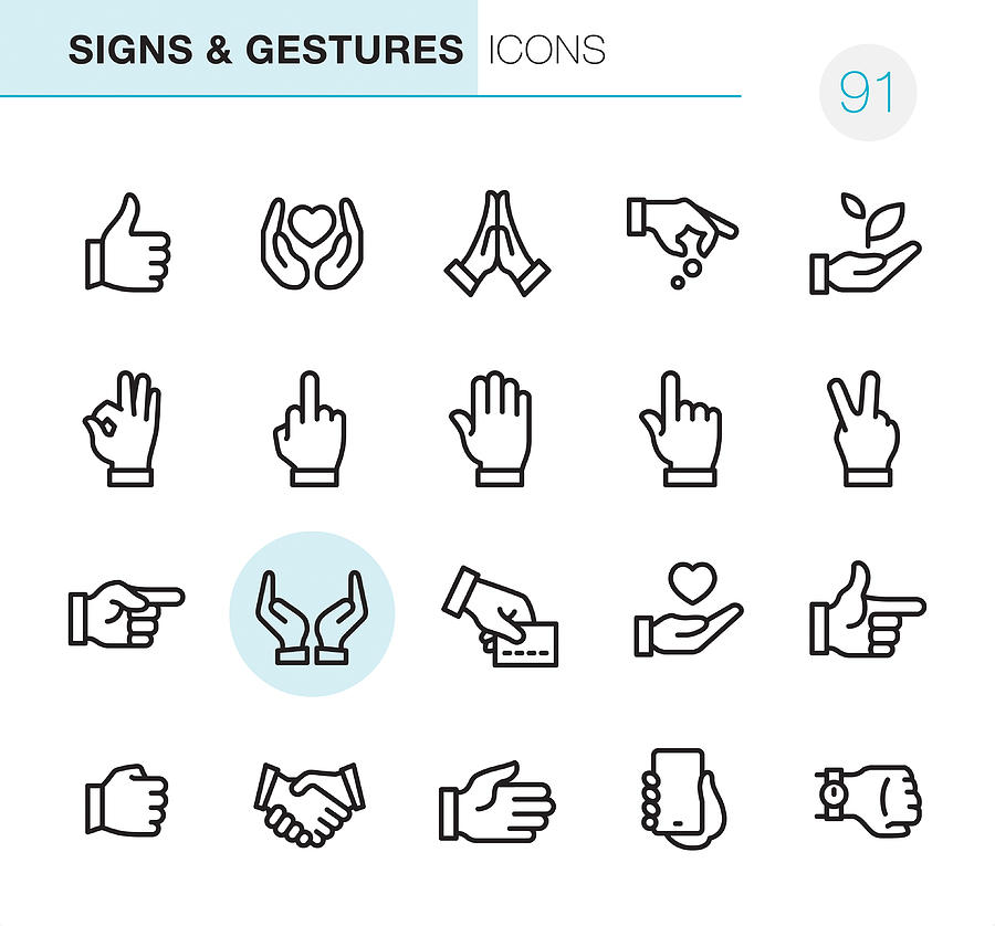 Gestures - Pixel Perfect icons Drawing by Lushik
