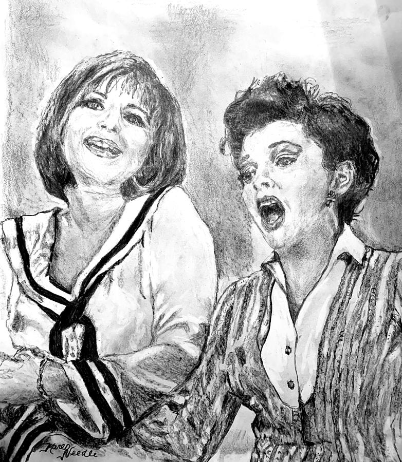 Get Happy Barbra and Judy Drawing by Karen Needle