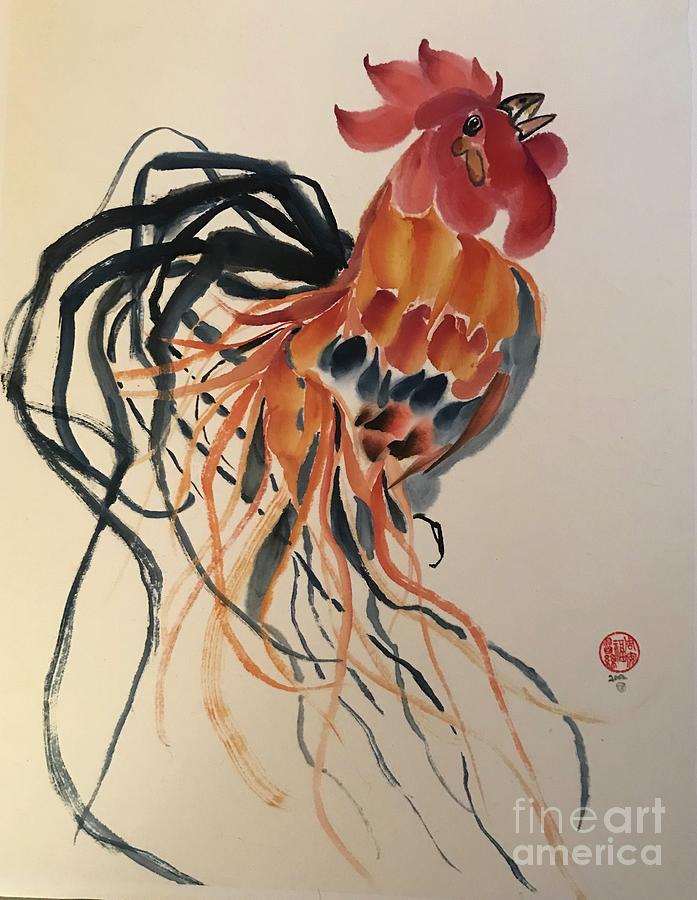 Rooster Painting - Get Up I Say by Jo-An Frances
