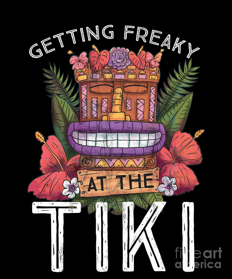 Paradise Drawing - Getting Freaky At The Tiki Luau Party Hawaii Vacation  by Noirty Designs