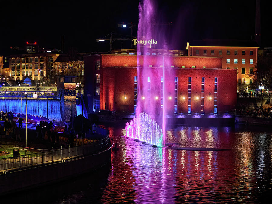 Fountain Photograph - Getting pink. Tampere Dancing Waters 2022 2 by Jouko Lehto