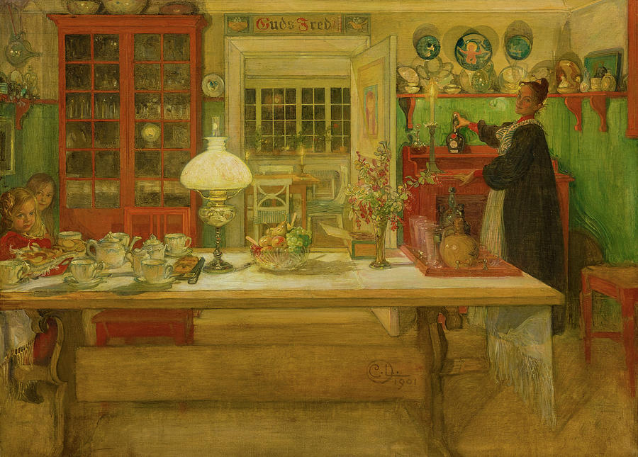 Getting Ready for a Game, Family Painting by Carl Larsson