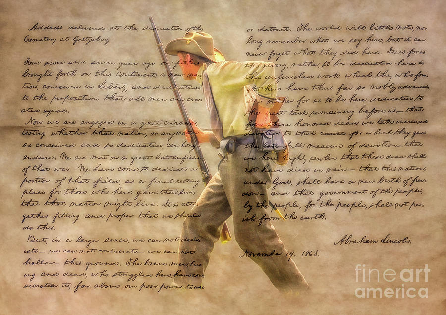 Gettysburg Address Confederate Soldier Digital Art by Randy Steele