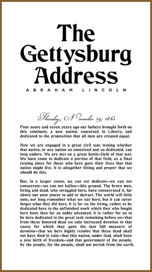The Gettysburg Address Print Abraham Lincoln Speech American