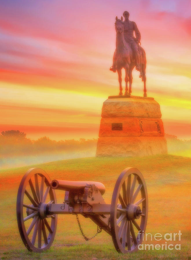 Gettysburg Battlefield Morning Sun Digital Art by Randy Steele