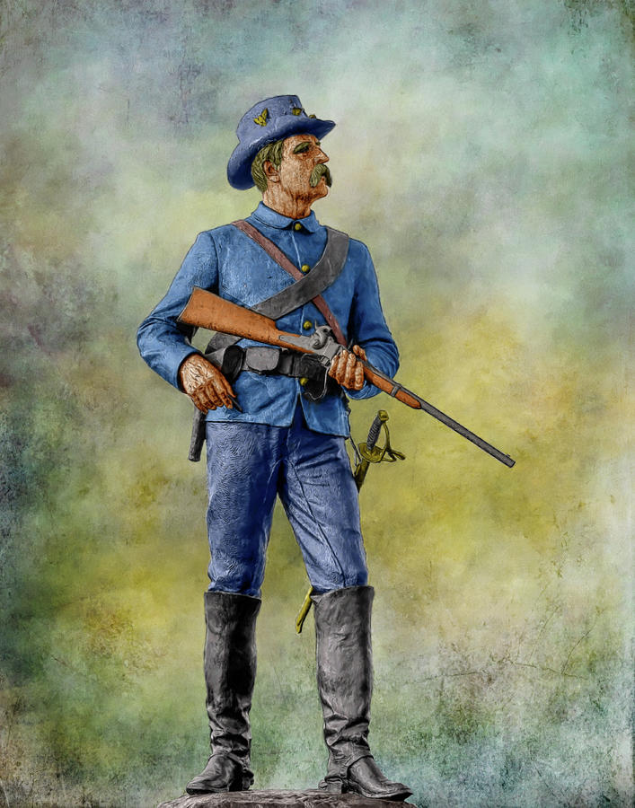 Gettysburg Cavalry Trooper Monument Colorized Digital Art by Randy Steele