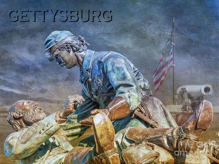 Gettysburg Friend to Friend Monument Alt Version Two Digital Art by Randy Steele