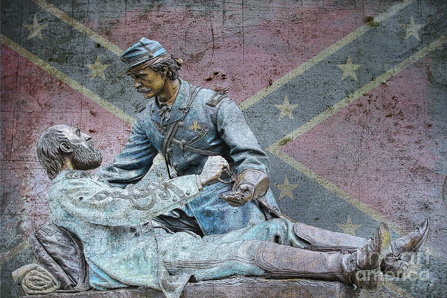 Gettysburg Friend to Friend Monument Metal Flag  Digital Art by Randy Steele