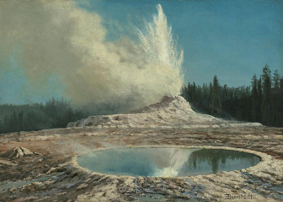 Geyser, Yellowstone Park Painting by Albert Bierstadt - Fine Art America