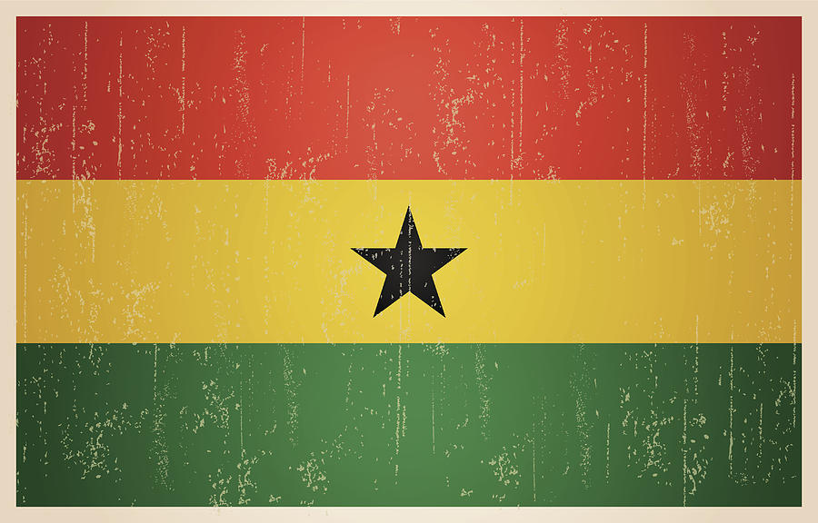 Ghana grunge vintage flag Drawing by Kycstudio