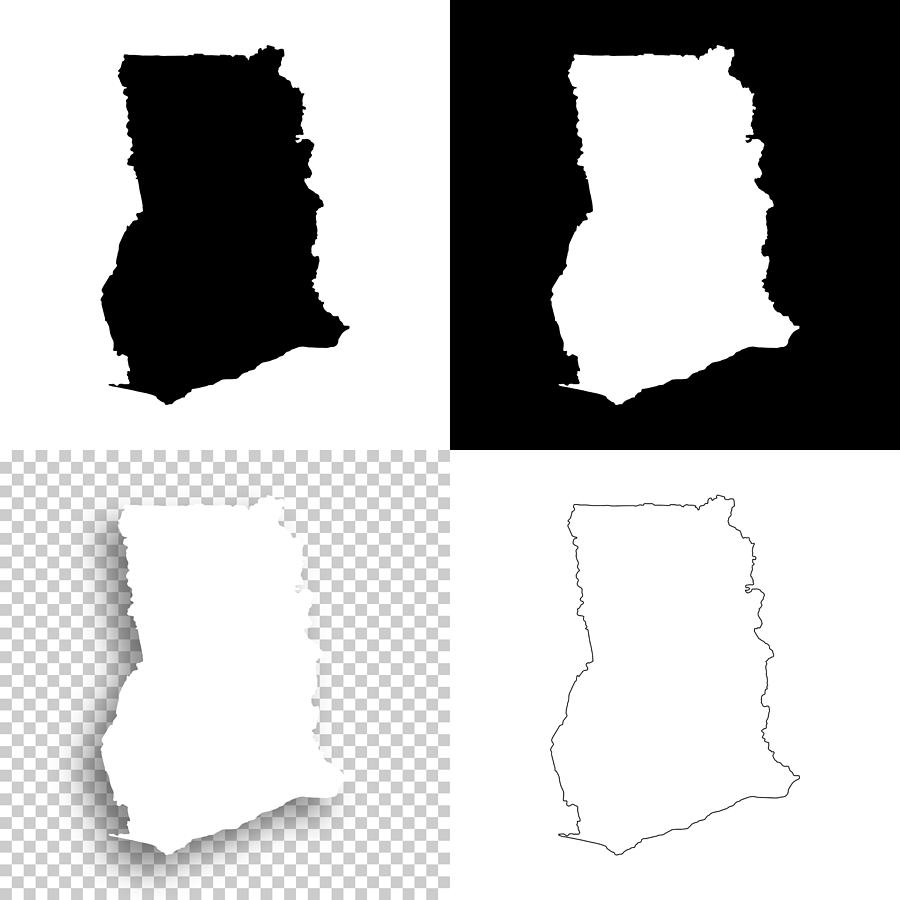 Ghana maps for design - Blank, white and black backgrounds Drawing by Bgblue